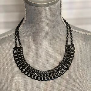 Black jeweled statement necklace